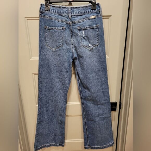 Kancan High Rise Distressed Straight Leg Jeans Raw Hem Waist Frayed - Picture 3 of 14